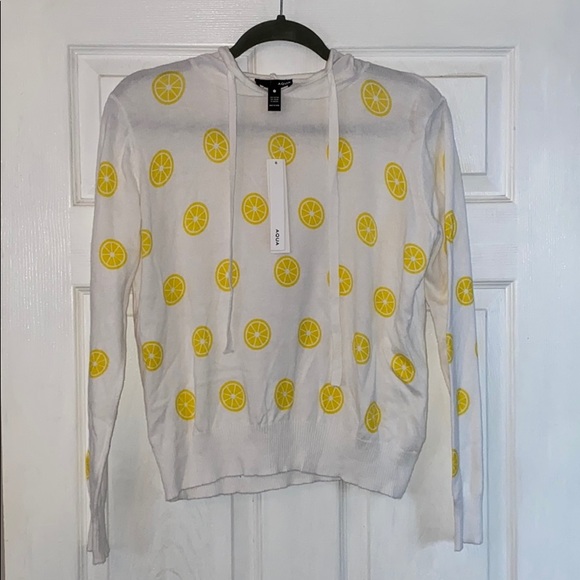 AQUA Lemon Print Hooded Sweater - Picture 3 of 3